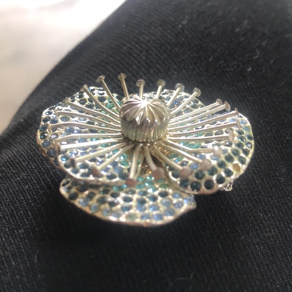 Marc Jacobs Brooch Designer Jewellery blue crystals/rhinestone flower - Picture 7 of 16